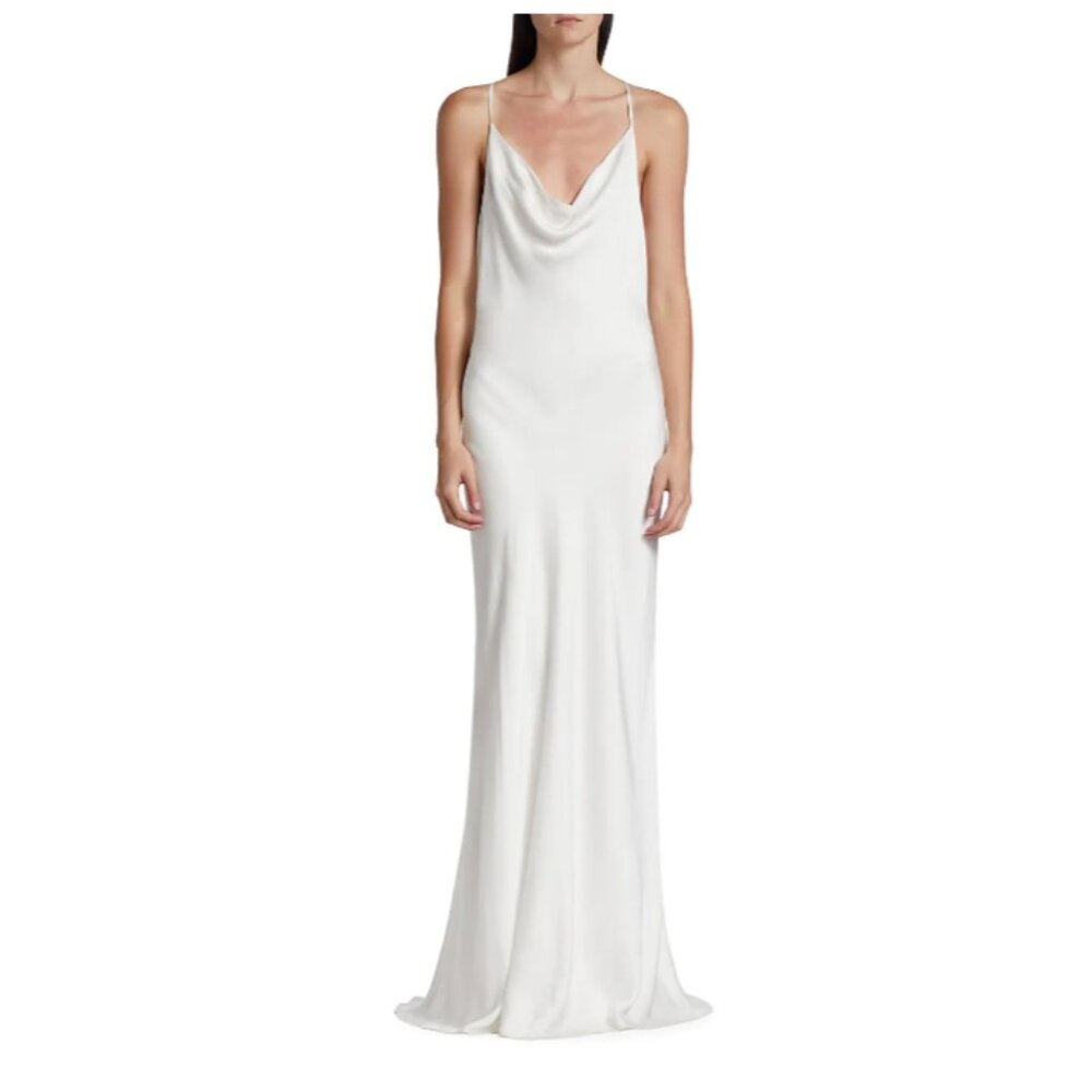NEW NWT L'AGENCE Alicia Removable Shawl & Cowl-Neck Gown Maxi Dress - Size US 8 - Picture 2 of 11